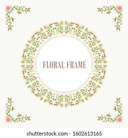 Vector flowers frame set with Beautiful wreath. Elegant floral collection, suitable for invitation, wedding, greeting cards etc.