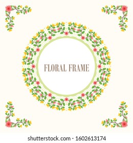 Vector flowers frame set with Beautiful wreath. Elegant floral collection, suitable for invitation, wedding, greeting cards etc.