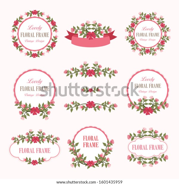 Vector Flowers Frame Set With Beautiful Wreath Elegant Floral Collection Suitable For 5647