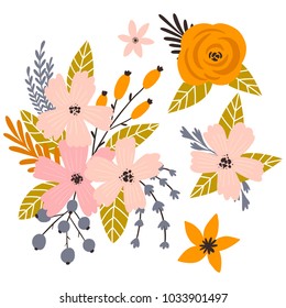 Vector flowers. Hand drawn