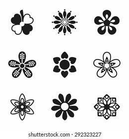 Vector Flowers icon set on white background