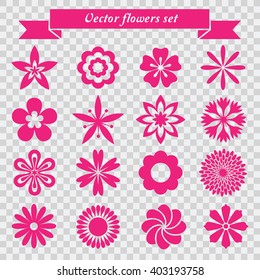 vector flowers icons set