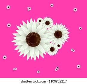Vector flowers illustration. 3D floral background. Spring print.
