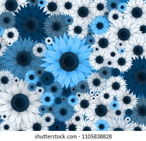 Vector flowers illustration. 3D floral background. Spring print.