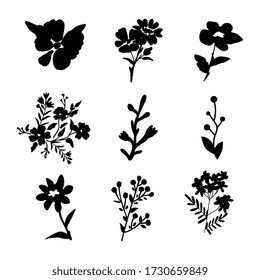 Vector flowers isolated icons collection