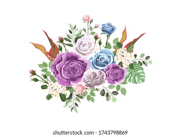 Vector flowers and leaves , Card design, Greeting Card, Poster, wedding card, Invitation card.