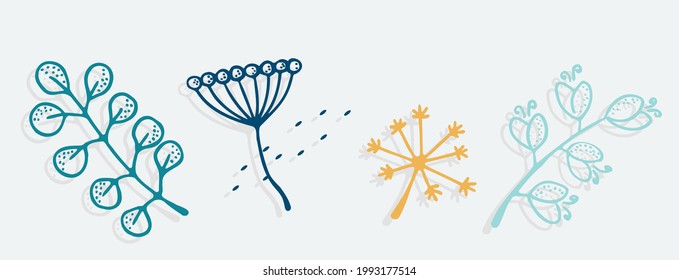 vector with flowers, leaves, flora, nature, plants, natural, natural