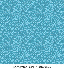 Vector flowers and leaves on blue seamless pattern print background.