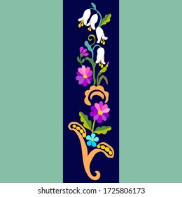 hojas de flores vectoriales, set, dibujar para bordado en ropa, traje folk tradicional, cinturón, cinta, corbata, constructores objetos separados para su proyecto, señora