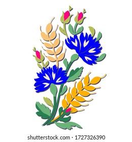vector flowers leaves, set, drawing for embroidery on clothes, traditional folk costume, belt, tape, tie, constructor separate objects for your project, lady