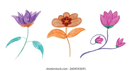 Vector flowers and leaves watercolor, dried anemone, wedding roses, pampas grass, eucalyptus greenery