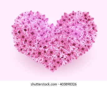 Vector flowers lilac floral shape of heart