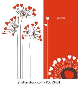 Tarjeta de amor de flores vectoriales