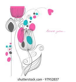 Vector flowers love message