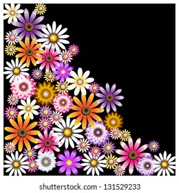 The vector. Flowers on a black background