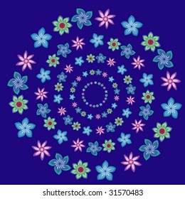 vector flowers on blue