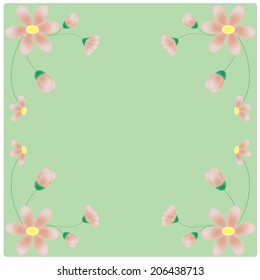 vector flowers on the green background