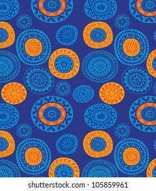 vector flowers ornament blue-orange