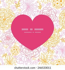 Vector flowers outlined heart silhouette pattern frame