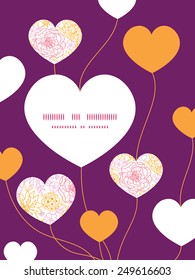 Vector flowers outlined heart symbol frame pattern invitation greeting card template