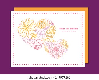 Vector flowers outlined heart symbol frame pattern invitation greeting card template