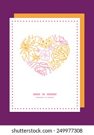 Vector flowers outlined heart symbol frame pattern invitation greeting card template
