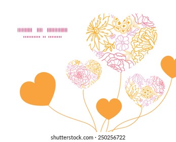 Vector flowers outlined heart symbol frame pattern invitation greeting card template