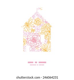 Vector flowers outlined house silhouette pattern frame
