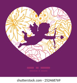 Vector flowers outlined shooting cupid silhouette frame pattern invitation greeting card template