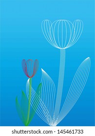 Vector flowers over blue background
