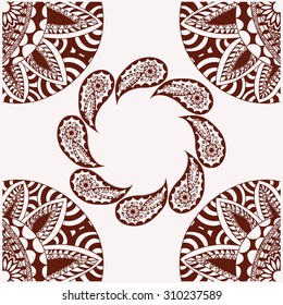 vector flowers and paisley pattern decorative with copy space card illustration doodle background