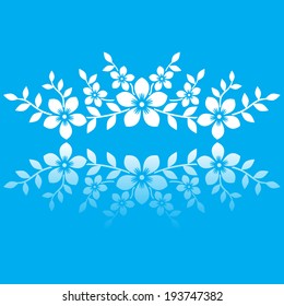 Vector flowers pattern on blue background. Ornamental design element.