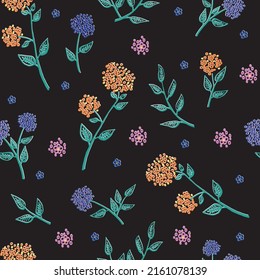 vector Flowers Pattern Seamless, background, hand drawn floral pattern
