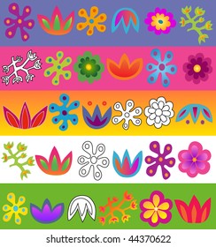 vector flowers pattern set