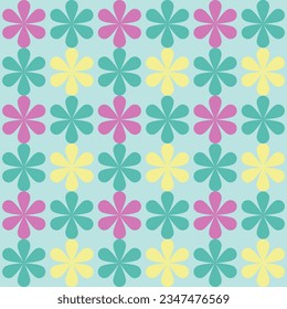 Vector flowers, pink, green and yellow.