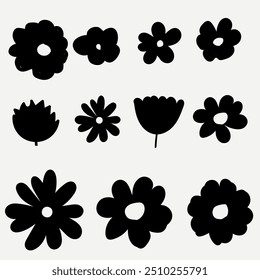 Vector flowers pot icon, black and white silhouette illustration, silhouette design. Perfect for branding, this illustration.