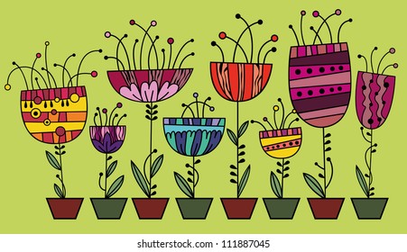 Vector flowers in the pot, ideal for the garden and the outdoor