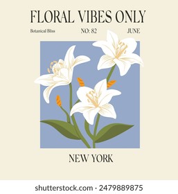 vector flowers printed. floral vibes only slogan with flowers