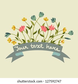 Vector flowers with ribbon for your text