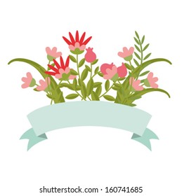 Vector flowers with ribbon for your text