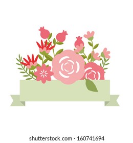 Vector flowers with ribbon for your text