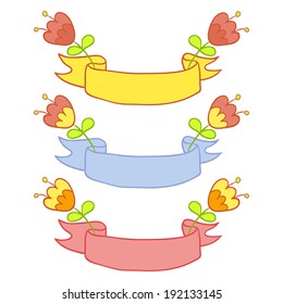 Vector flowers with ribbon for your text
