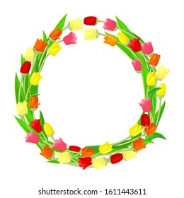 vector flowers round frame pattern isolated white
