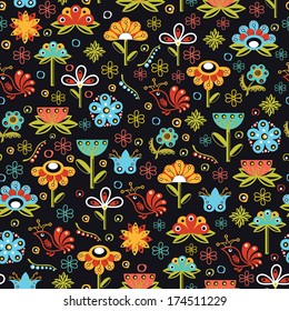 Vector Flowers Seamless Pattern 