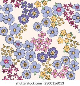 Vector flowers seamless pattern. floral rapport for textile design, fabric, wrapping paper, can be use as print, element design, label design, clothes pattern, packaging, and so on.