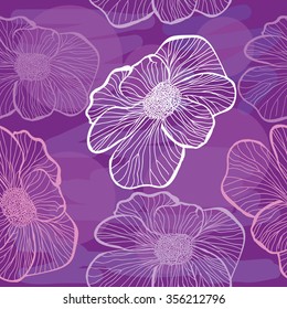 Vector flowers seamless pattern with hand drawn decorative elements for greeting cards, wallpapers, wedding invitations, scrapbooking