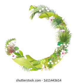 vector flowers semicircle frame pattern on white