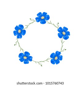 Vector flowers set. Beautiful wreath. Elegant floral collection with isolated blue flowers