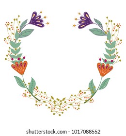 Vector flowers set. Beautiful wreath. Elegant floral collection with isolated leaves and flowers, hand drawn. Design for invitation, wedding or greeting cards.