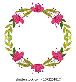 Vector flowers set. Beautiful wreath. Elegant floral collection with isolated leaves and flowers, hand drawn. Design for invitation, wedding or greeting cards.